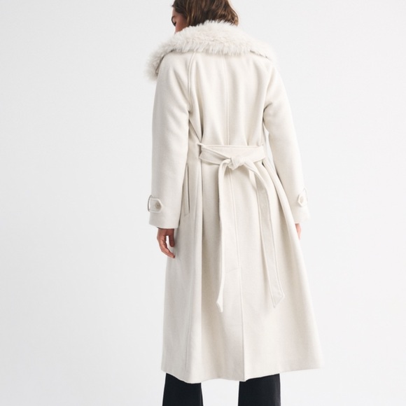 NWT Abercrombie Carrie Wool-Blend Trench Coat – Cream - Picture 4 of 6